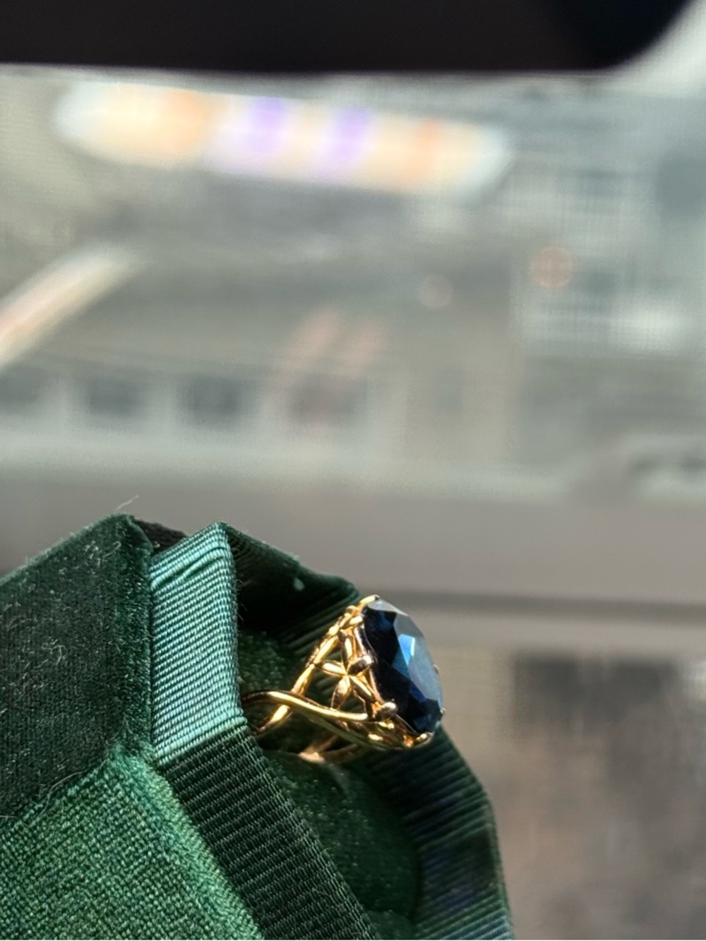 Blue oval zirconia s925+gold plated ring - Picture 3 of 5